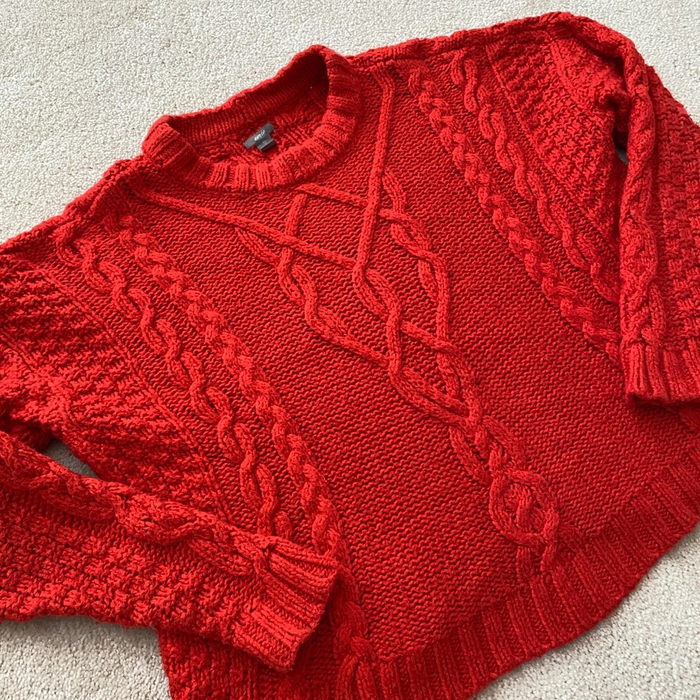 Aerie Cable Knit Sweater - Red - Picture 3 of 4